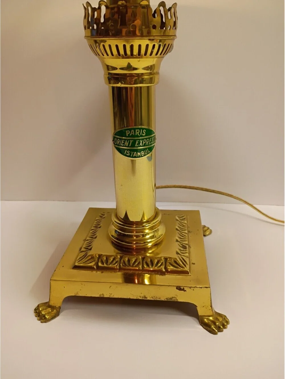 Vintage Paris Orient Express Istanbul Brass Adjustable Table Lamp 51cm-Works!-